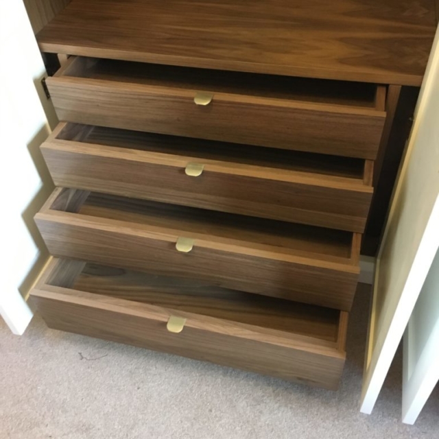 Internal wardrobe drawers in Walnut